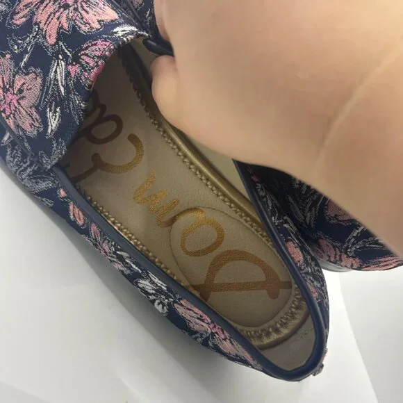 Sam Edelman Leon Moe Toe Embroidered Floral Print Blue & Pink Loafers- Size 9.5 - Picture 9 of 10